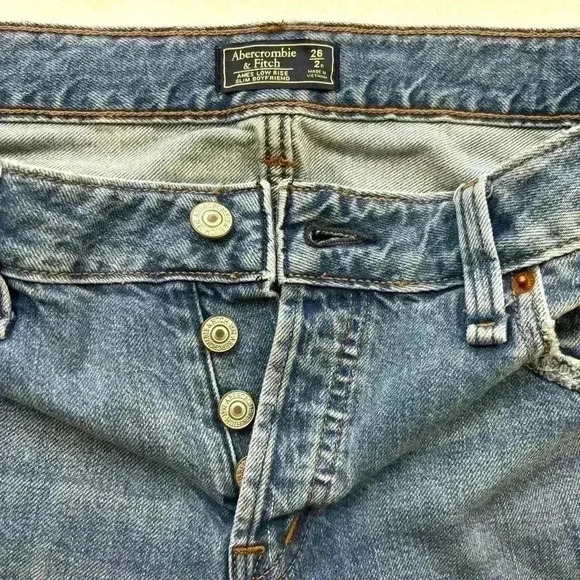Abercrombie Fitch Slim Boyfriend Raw Hem Button Fly 100% Cotton Jeans Size 26 - Picture 12 of 16